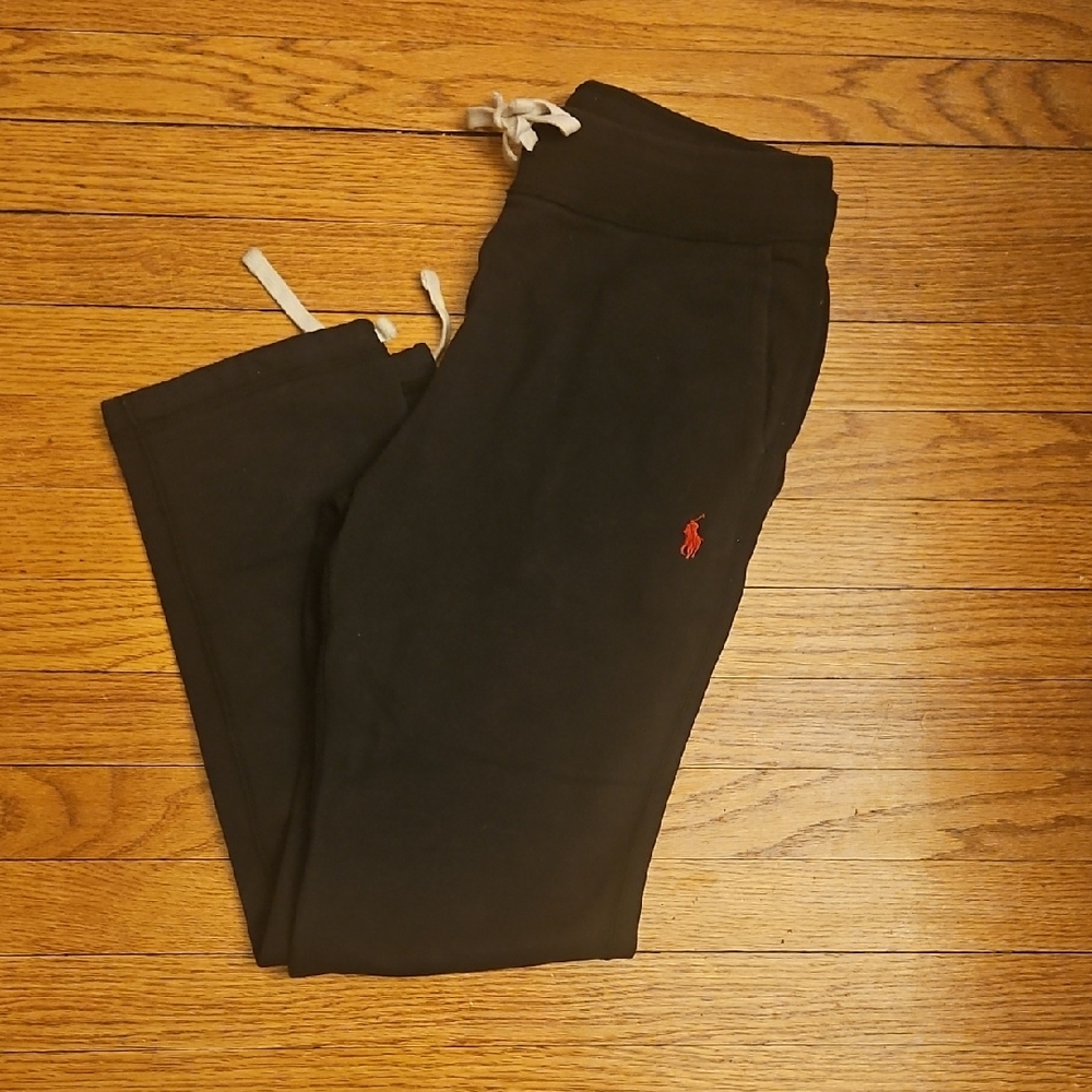 Polo by Ralph Lauren Black Fleece Sweatpants with Red Logo $130